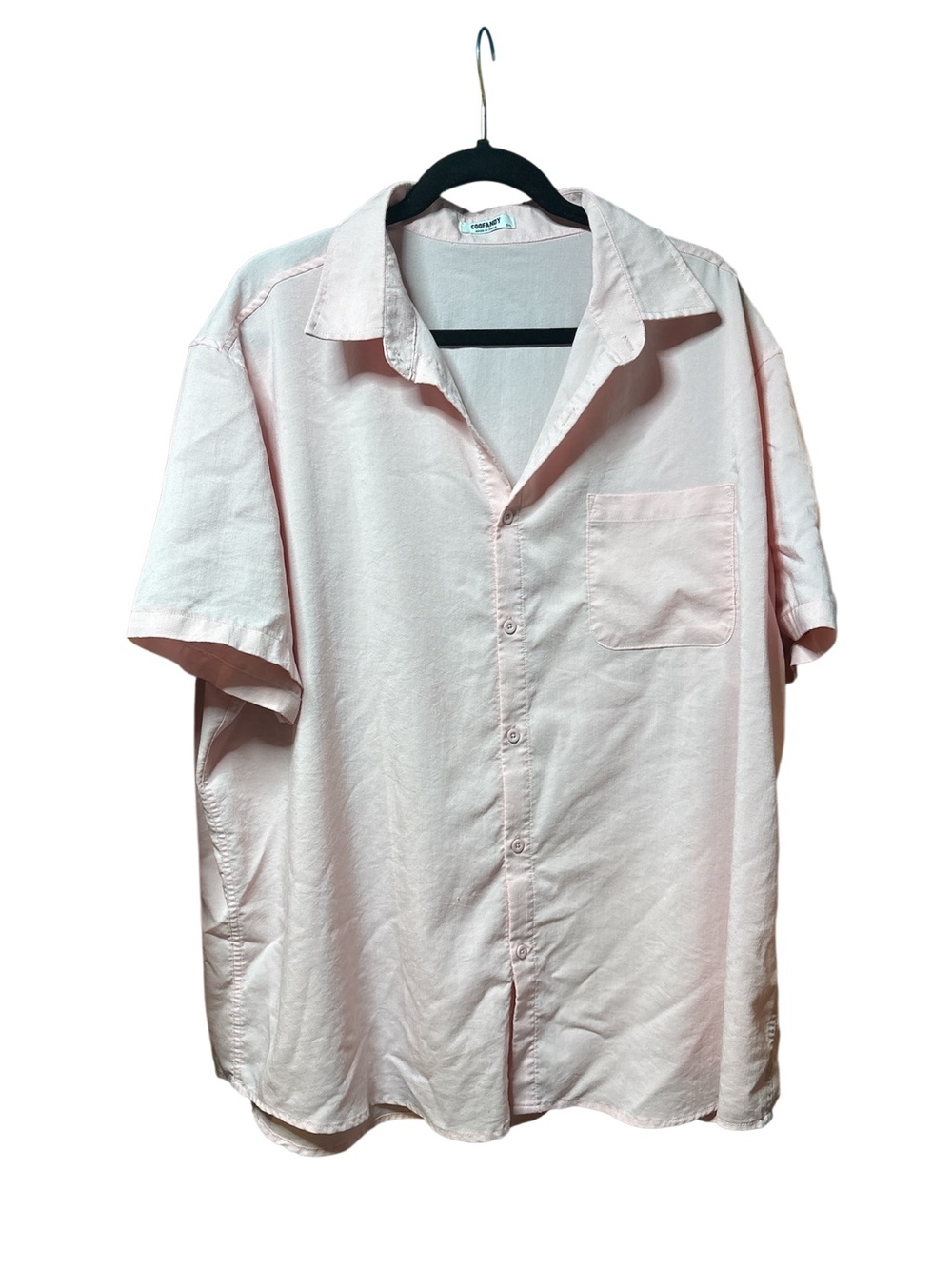 Coofandy Men's Lightweight Pink Short-Sleeve Button-Up Shirt